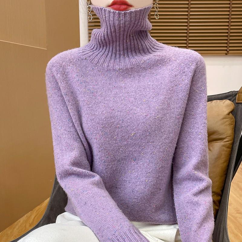 Dámský svetr se stojáčkem, volného střihu, ze 100% vlny - Hřejivý, všestranný pletený pulovr na podzim a zimu