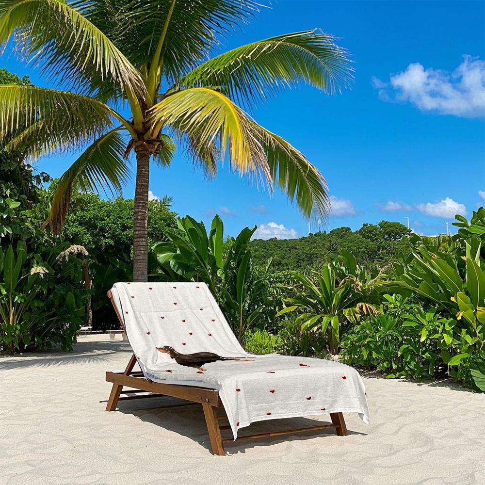 Creme-Dackel & Herzen Schnelltrocknendes Badetuch Mikrofaser Strandtuch - leicht Gewicht Schwimmen Camping Yoga Strand Out