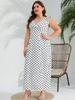 Aesthetic Vintage Loose Plus Size Sling Dress Women Fashion Casual Slim Polka Dot V Neck Dresses Female Design Sleeveless Off Shoulder Clothing Lady
