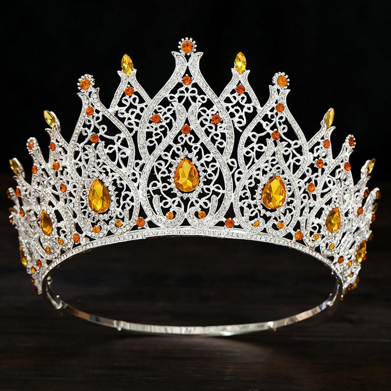 Baroque Vintage Water Drop Bridal Crown Princess Big Tiaras for Party Birthday Wedding Dress Hair Jewelry Pageant Headwear