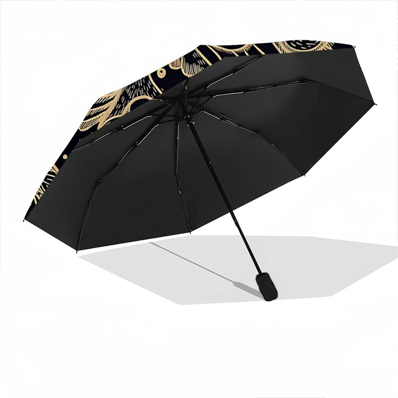 1pc Moth & Moon Pattern Automatic Umbrella is Fashionable and Good-Looking, Suitable for Travel and Daily Use.A059