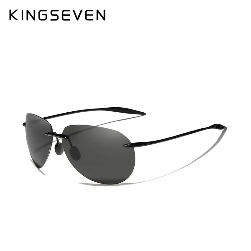 KINGSEVEN Rimless Pilot Sunglasses Men Ultralight TR90 Frameless Polarized Eye Protection Glasses Women Driving Vacation Eyewear