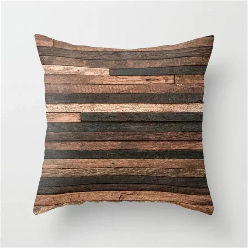 Housses d'oreiller 45x45cm Créatives Texture Bois Marbre Mode Géométrique Coussins Décor de Maison Ferme Canapé Coussins de Jet