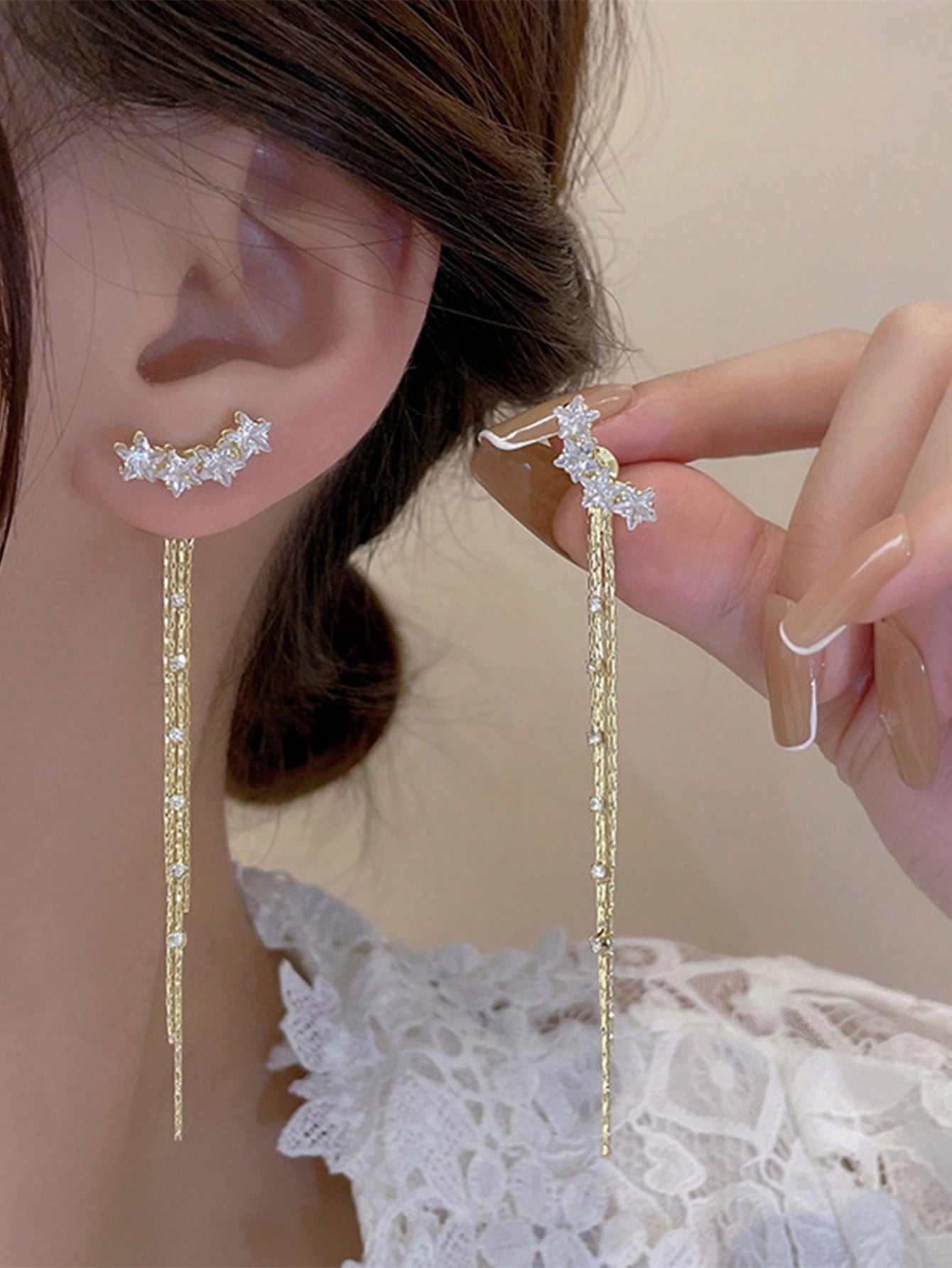 

Light luxury niche high-end design long tassel earrings for women
