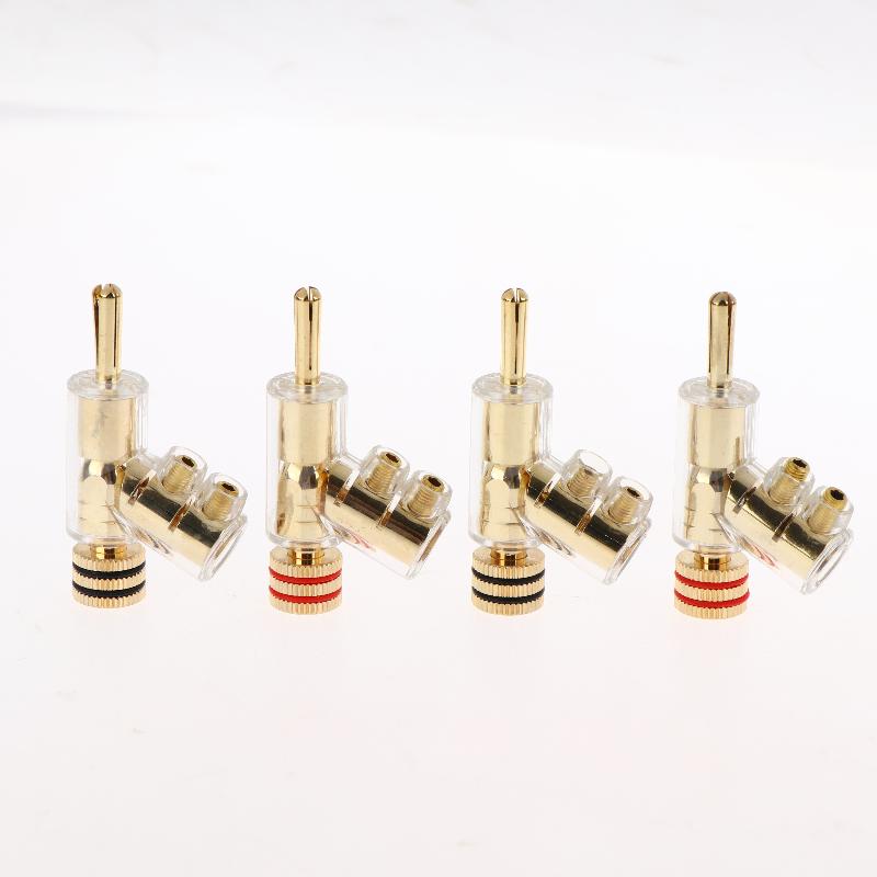 2/4Pcs HIFI Gold/Rhodium Plated Lockable Speaker Cable Banana Plug Connector Self-locking Audio Accessories