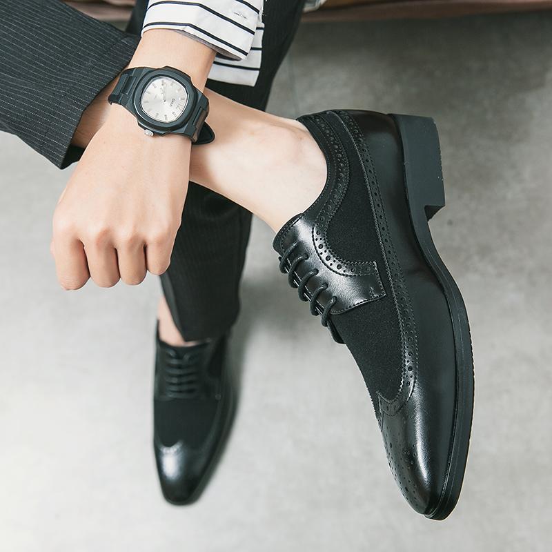 Men’s Derby Retro Leather Brogue Dress Shoes Formal Office Business Shoes Tuxedo Wedding Blazers Saddle Shoes Plus Size