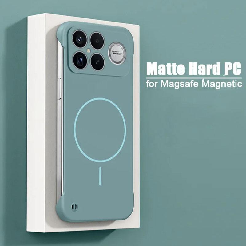 For Magsafe Bezel-less Phone Case for POCO F8 Ultra Ultra Thin Frameless Hard PC Magnetic Back Cover for POCO F8Pro Shell