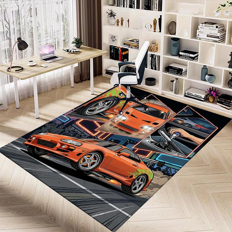 1PC Car Racing Extra Large Non-Slip Floor Carpet, Office, Family, Bedroom, Studio - Large Area RugJ0349