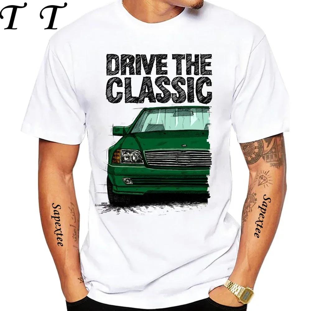 New Men Short Sleeve Drive The Classic Germany Old W123 W124 R129 Tshirt Hip Hop Boy Casual White Tops 70s Vintage Car Tees