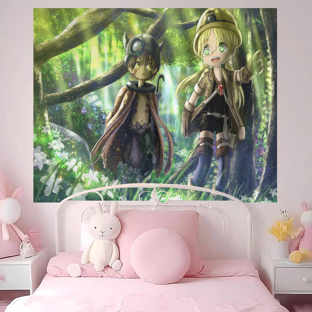 Anime Made In Abyss Cartoon Tapestry Art Science Fiction Room Home Decor Wall Hanging Home Decor