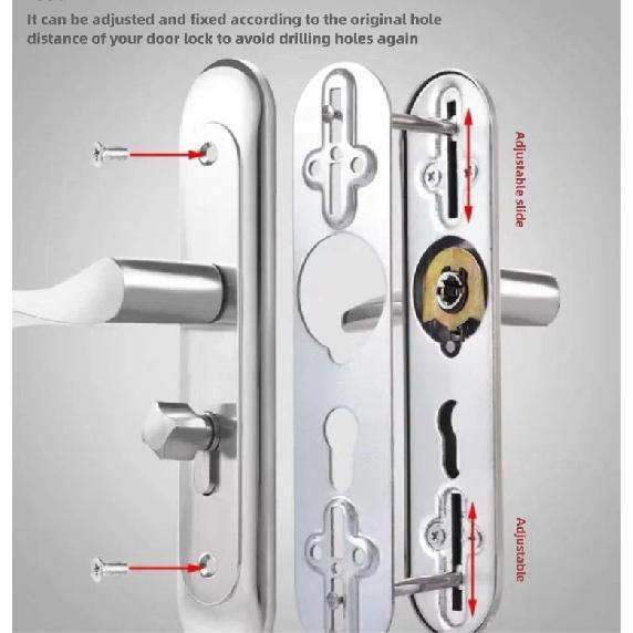 Universal Stainless Steel Indoor Door Lock Adjustable Wooden Door Handle for Bedroom Security Tamper-Free Household Safety