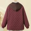 Women Plus Size Quilted Cotton Coat Middle Aged Hooded Jacket Zip Up Warm Outerwear 4XL-8XL