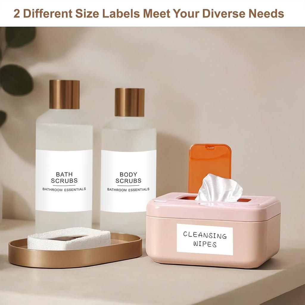540 PCS Bathroom Home Laundry Labels for Organizing with DIY Blank Labels, Preprinted Minimalist Waterproof Oil Resistant Stickers for Bathroom