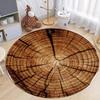 3D Wood Grain Print Round Carpet for Living Room Bedroom Mat Easy Clean Mechanical Washable Large Size Decorated Home Decor Rug