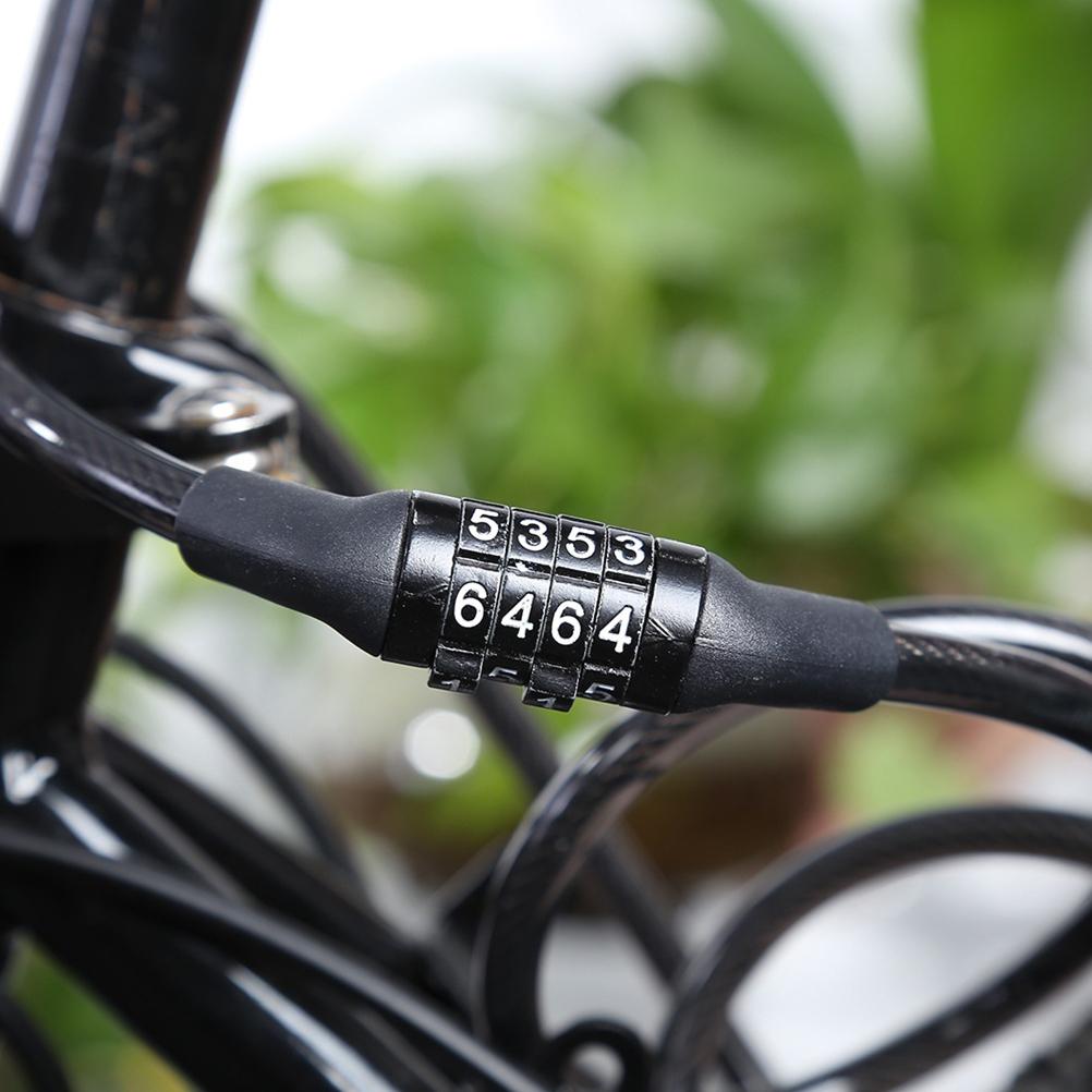 Bike Lock 4 Digit Resettable Combination Coiling Bike Cable Lock for Road Bike Mountain Bike