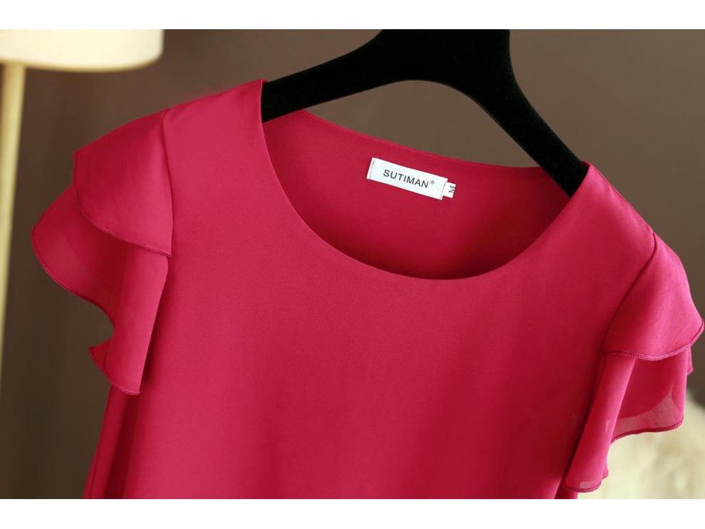 Women's Plus Size Chiffon Top: Loose, Fashionable, Short-Sleeved Summer Blouse