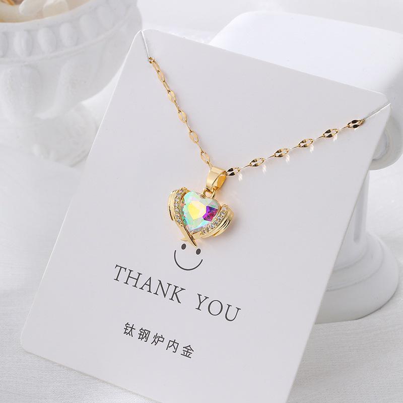 Versatile Luxury Titanium Steel Necklace with a Colorfast Pendant - Simple Niche Design Clavicle Chain for Women.