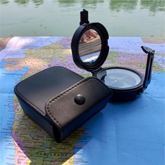 Aluminium Navigational Brunton Pocket Transit Compass With Leather Case