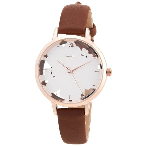 

Fieldwork Women s Analog Watch with Floral Pattern, Transparent Leather Strap, Thistle Design, Brown (GY046-4)