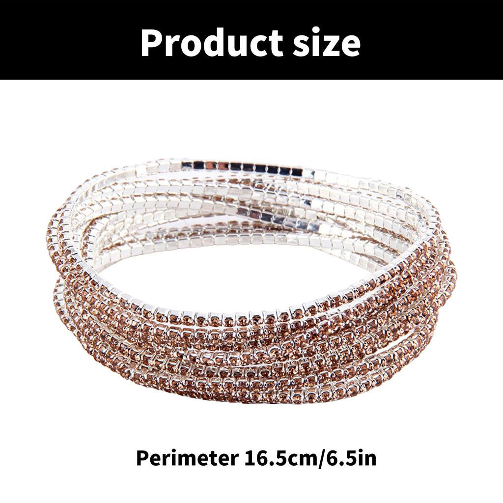Fashionable Colorful Gemstones Bracelet Crystal Beaded Wristchain Elastic Rhinestones Handchain Accessory for Party