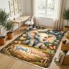 Elephant Theme Crystal Velvet Rug Personalized Custom Name Text Soft Floor Mat Home Decor