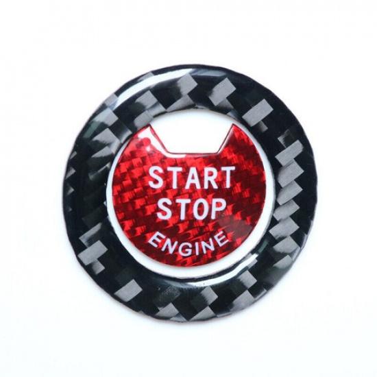 Car Carbon Fiber Inner Engine Button with Ring Trim Cover For Infiniti Q50 Q60