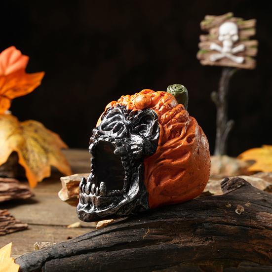 Yousheng Skeleton Pumpkin Ornaments, Resin Durable Halloween Decorations, Retro Dark Style Table Decor, for Party Window