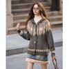 TonLion Women's Hooded Fair Isle Jacquard Cardigan