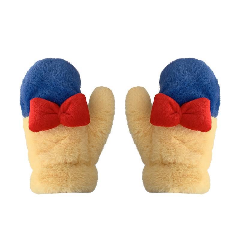 Japanese Plush Mittens for Women In Winter Cute  Student Riding Warm  Contrasting Colors  Plus Velvet  Thickened  Cold Proof Halter Neck Fashion
