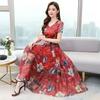 New Summer French Retro Dress Summer Thin Floral Imitation Ice Silk Big Pendulum Beach Long Skirt