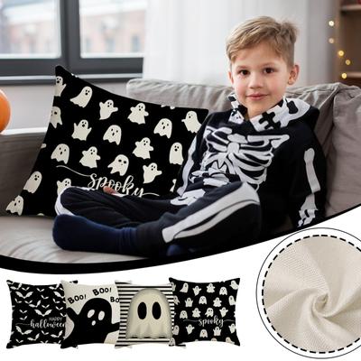 Halloween Pillow Covers Throw Pillow Cases Soft Plush Wool Couch Cushion Case For Chair Sofa Bedroom Living Room Home Decor