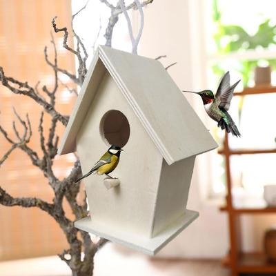 Mini Jaula para Pájaros de Madera Casa de Pájaros Colgante para Exteriores Caja Decoración de Jardín para Pájaros Productos para Pájaros Nido de Madera para Pájaros y Loros