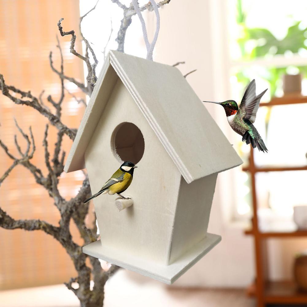 Wooden Mini Bird Cage Outdoor Hanging Birdhouse Box Garden Bird Cages Home Yard Decoration Bird Products Wooden Bird Parrot Nest