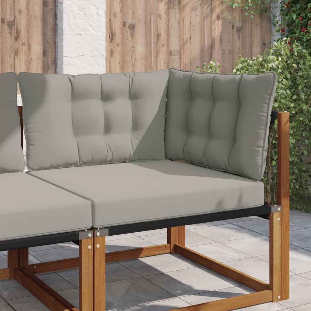 Outdoor Sofa Cushion Set 3 Pcs Grey Polyester