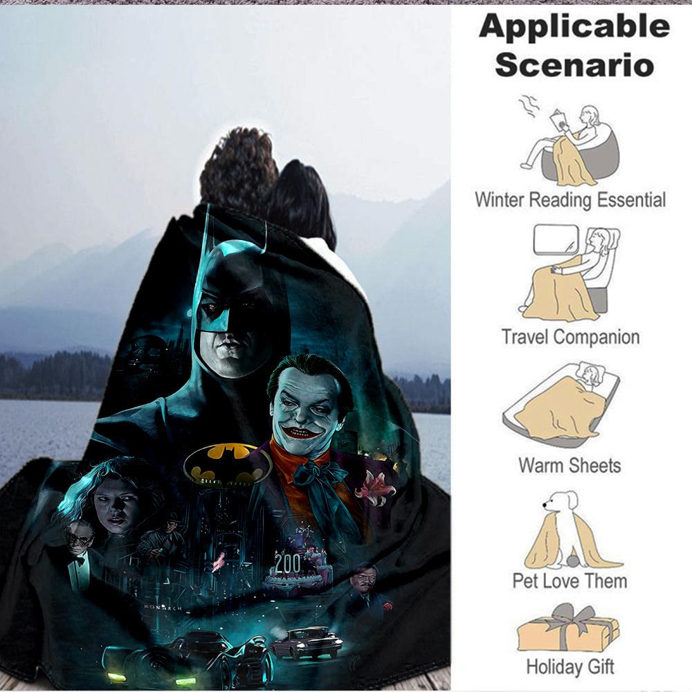 1pc Batman Joker Flannel Throw Blanket - HD Printed Lightweight Soft Warm All-Season Blanket for Sofa, Bed, Travel, Camping 077
