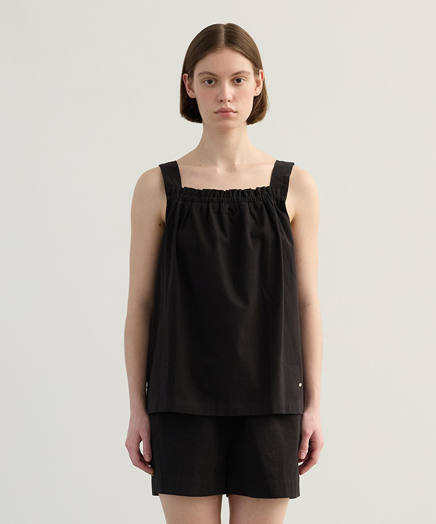 Abam Home Shirring Sleeveless Top Black Black/Free
