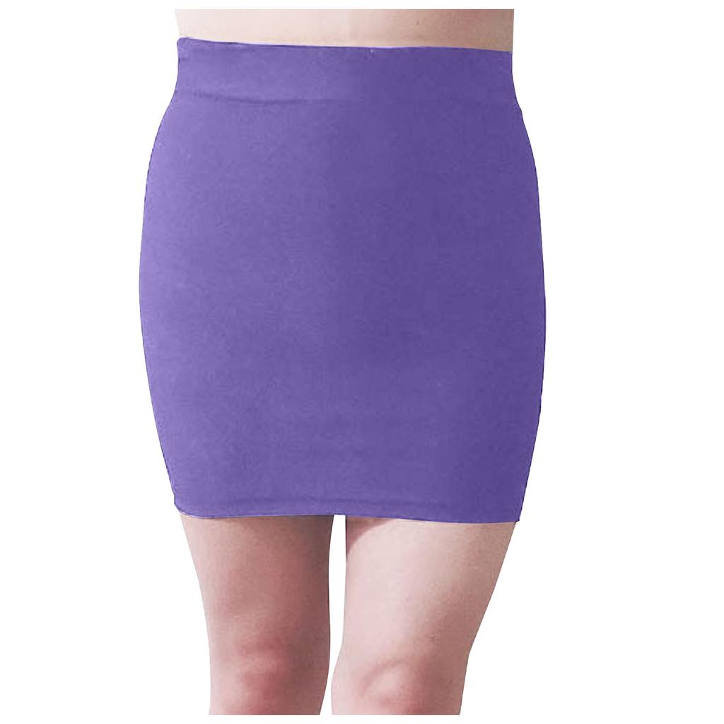 Women's Fashion Solid Color Sexy  Fluorescence Smooth Elastic Waist Hip-wrap Short Skirt
