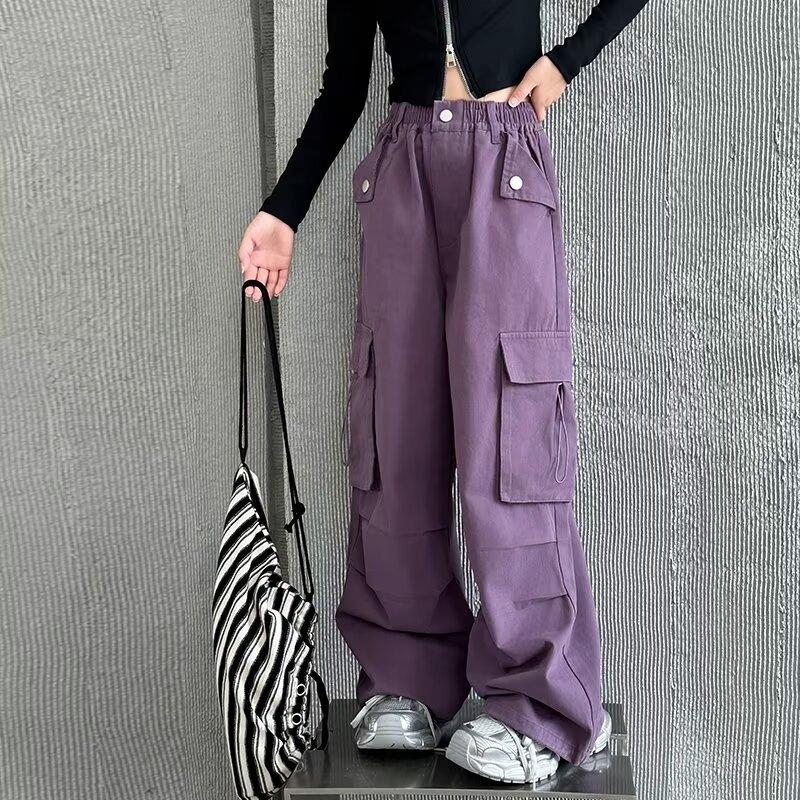 Girls' Overalls Spring and Autumn Children's Trendy Cool Wear Pants Girls Big Children's Autumn Straight Wide-leg Pants