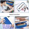 Customized Blue Student Pencil Case With Double-Layer & Multifunctional Features Made of Durable Polyester