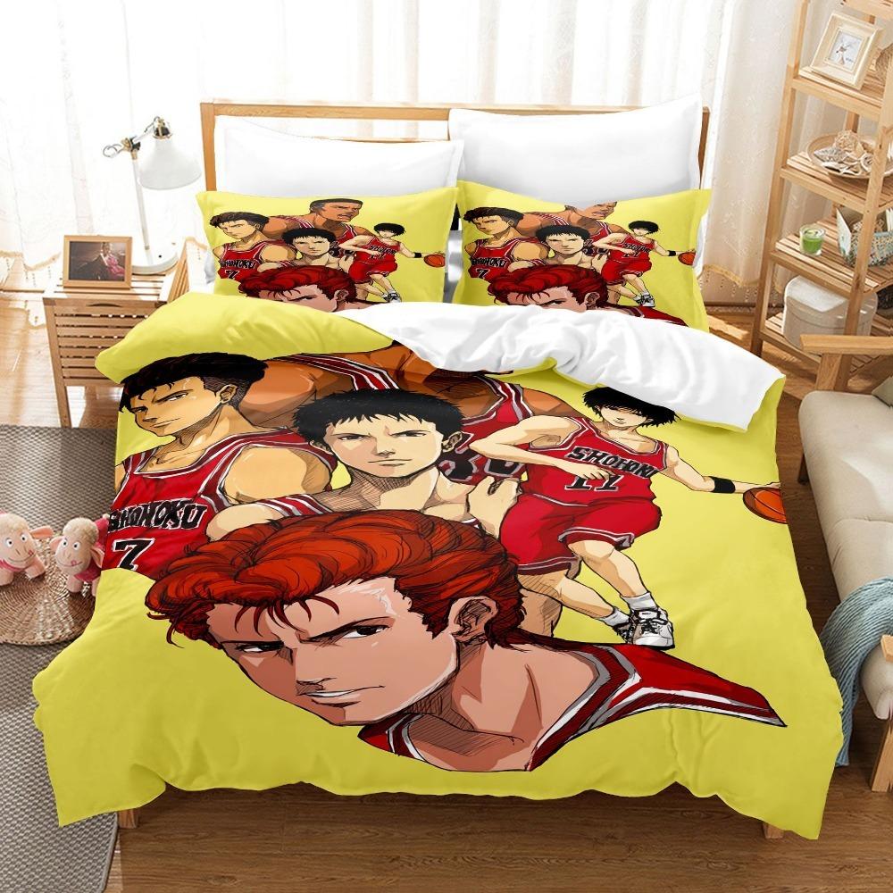 

Anime Basketball Theme Microfibre Bedding Sets, Children s Bed Linen with Zip Room Decor Duvet Cover for Teenagers adult 3-Piece 90x200cm