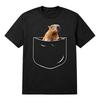 Capybara In Pocket Funny Black T-Shirt