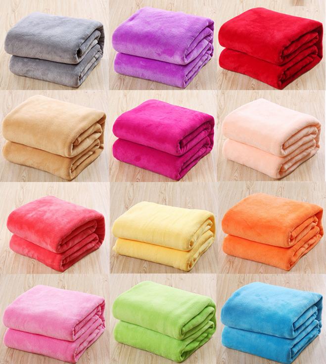 Custom Microfiber Flannel Fleece Blanket Throw Fleece Bed Blanket Knit Solid Color Cashmere Travel Blanket