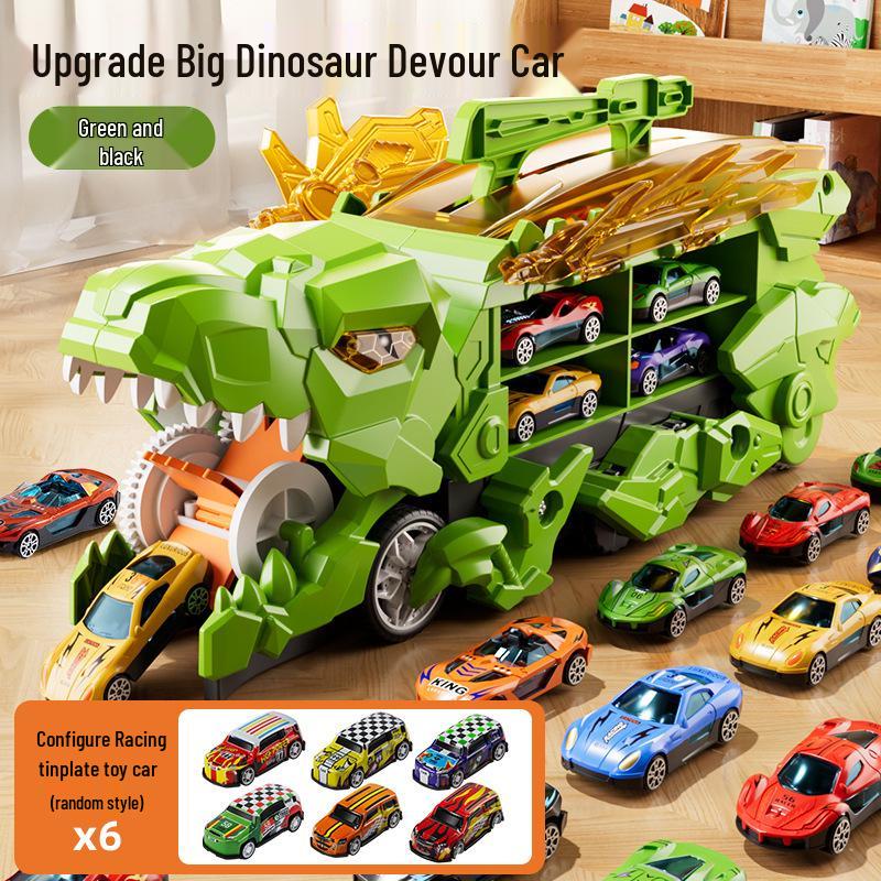 Dinosaur-Themed Folding Ejection Track Set: Children's Educational Alloy Car Toy