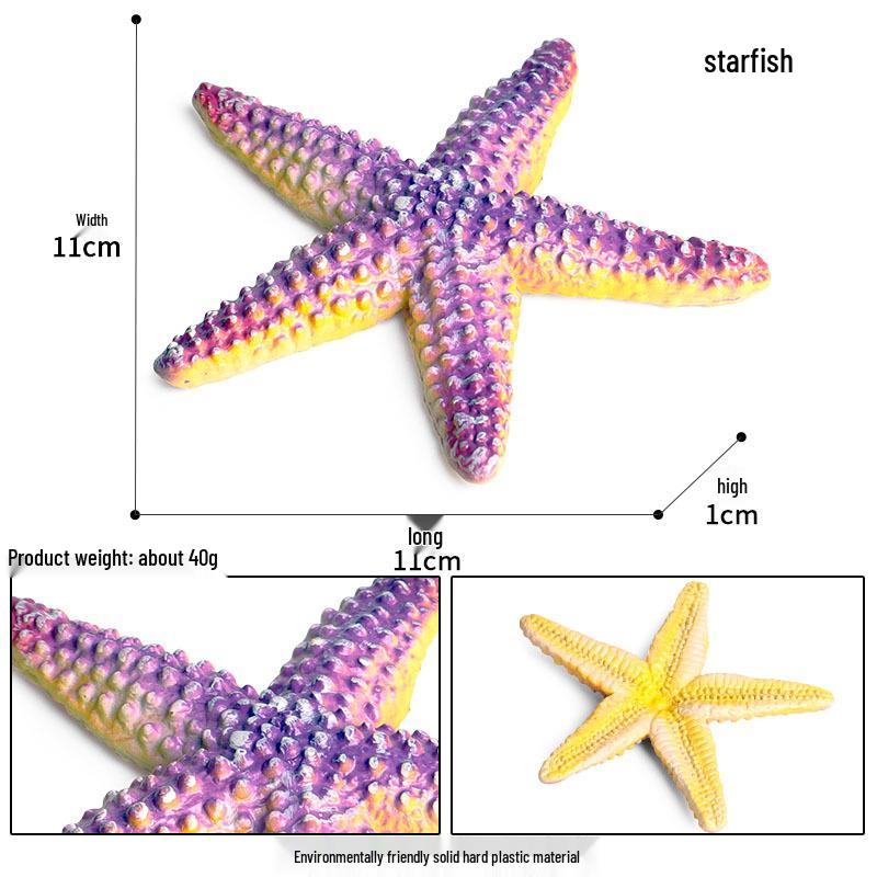 Marine Animal Simulation Model Figures: Shark, Dolphin, Hammerhead, Crab, Squid, Starfish for Kids' Education