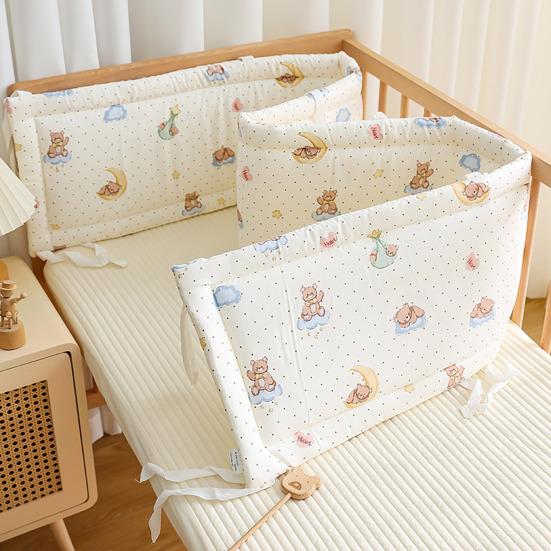 Universal Crib Bumper Soft Crib Side Guard Breathable Cotton Padding for Baby Crib Playpen Side Bed Protection Safe Crib Liner for Boys Girls