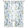 Spring Watercolor Blue Flower Farm Rural Bedroom Transparent Sheer Curtains Holiday Decoration Window Voile Tulle Curtain