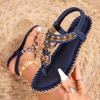 Large Size Women's Roman Shoes Summer New Lightweight Comfortable Soft Sole Beach Shoes Rhinestone Non Slip Casual Flats