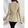 Solid Color Mock Neck Fleece Sweater, Elegant Long Sleeve Thermal Pullover Sweater, Women's Clothing