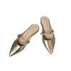 Fashion temperament pointed half drag low heel toe cool slippers for women wearing summer fashion versatile comfortable women's shoes
