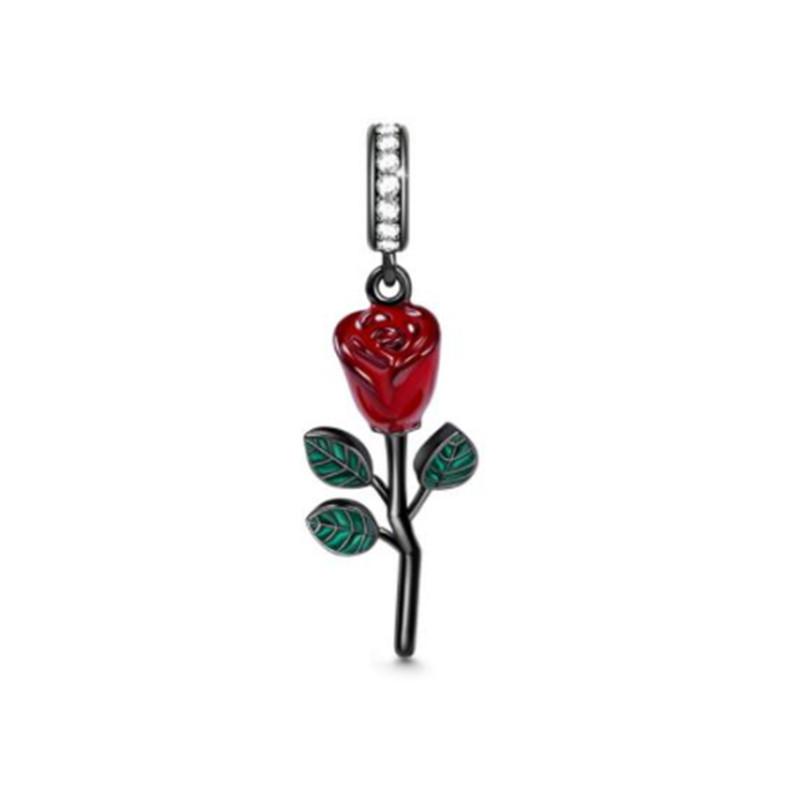 925 Sterlingsilber DIY Schmuck Lippenstift High Heels Liebesherz Hantel Apfel Charm Perle Armband